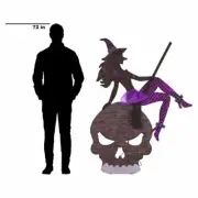 Home Accents Halloween Holiday 65 in. Purple LED Witch and Cauldron Yard Decor