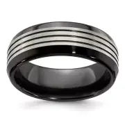 Edward Mirell Titanium Black Ti Flat Top Beveled Edge 8mm Band Ring