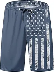 [Yhjoxlp] Mens Swim Trunks Quick Dry Board Shorts with Mesh Lining, Breathable Fit Print Beach Shorts Swimwear Bathing Suits, Navy Flag-13, 4X-Large