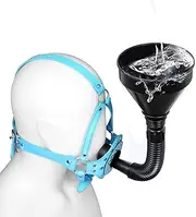 Sex Bondage Fetish Water Funnel More Nail Bondage Plug Mouth kit Strap Cap Bondage Leather Mask Funnel Oral Enema Drool Plug Gag for Couples on Bed Restraints Toys