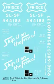 K4 O Scale Decals SLSF Frisco 50 Ft Boxcar White Late Scheme