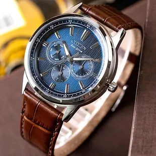 CITIZEN星辰 GENTS光動能 藍鏡面三眼手錶 BU2071-10L【Watch On-line Store】