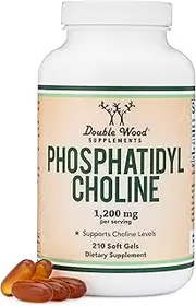 Double Wood Supplements Phosphatidylcholine 1,200mg ? 210 Softgels ? Enhanced Version of Sunflower and Soy Lecithin - Non-GMO, Made and Tested in The USA to Support Brain Health by