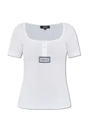 Versace Ribbed Lingerie Top 1,2,3,4,5 White