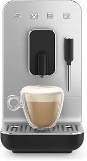 [Smeg] BCC02BLMAU 50's Style Black Automatic Espresso Coffee Machine + Frother Designed in Italy 19 Bar Pressure 150g Capacity 6 Beverage Function