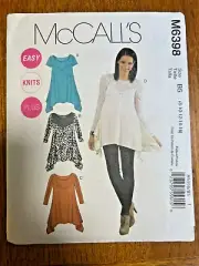 McCall's Sewing Pattern M6398 Sizes 8 - 16 Asymetric Loose Tunic for Knits