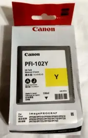 Printer Ink Cartridge Canon PFI-102Y Yellow Ink Tank ImagePROGRAF Sealed