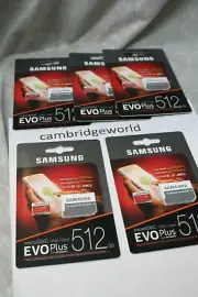5 PIECES New GENUINE Samsung EVO Plus 512GB Micro SD Memory Card with SD Adapter