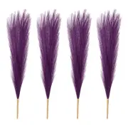 4 Pcs 17 Inch Faux Pampas Grass Artificial Boho Decor Dark Purple