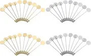 Luckycivia 40 Pcs Silver Gold Tone Round Tray Lapel Pin Stick, Blank Brooch Pin for Men Women Suit Tie Hat Scarf Badge, Stainless Steel Safety Pins Brooches, DIY Costume Jewelry Accessories