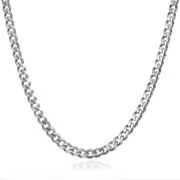 5Mm Mens Boys Silver Tone Curb Cuban Necklace Stainless Steel Chain 18-26Inch