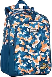 [TOYBAGS] Fortnite Blue Camo Backpack - School Bag with Double Compartment and Front Pocket - Adjustable Trolley Backpack - Lined Interior - Padded Straps and Back - 42 x 32 x 20 cm - Toy Bags