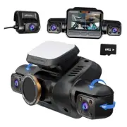 Dash Cam 4 Channel Front and Rear Inside, 360° Car Camera V8PLUS-64G Dash Cam