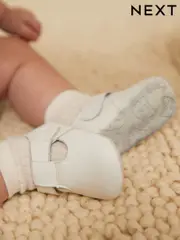 White Leather Baby T-Bar Shoes (0-24mths) (610654) | $26