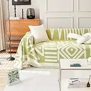 Boho Sofa Covers for Dogs Couch Sofa Covers Cushion Couch Sofa Chenille Sofa Slipcover Washable Sectional l Shaped Cover Pets Protector (Green, L(71" x 118"/180cmx300cm))