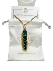 Double Terminated Moss Agate Gold Pendant