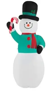 Gemmy 11' Tall Christmas Inflatable Snowman with Top Hat & Candy Cane