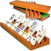 Wooden Domino Racks for Mexican Train - Domino Trays Set of 4 - Wooden Domino Holder for Mexican Train Dominoes Set for Adults