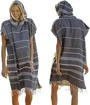 Wearable Turkish Beach Towel Sandproof Cotton Large Surf Poncho Hooded Wetsuit Changing Robe Quick Dry for Adult