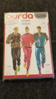 BURDA UNISEX SPORTS LIGHT JACKET & PANTS 5298 Sewing Pattern SEALED Vintage