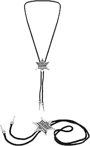 HENBRANDT Single Pack Sheriff Badge Necklace for Wild West Cowboy Fancy Dress Costume Parties - Silver Star Accessory for Children, Adults, Boys, Girls - 5.5cm Badge, 68cm Cord