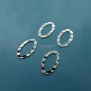 4 Solid Sterling Silver Hammered Oval Ring Links ap. 9.8mm x 16mm #33121