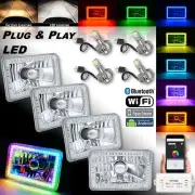 4x6" Bluetooth RGB SMD LED Color Chasing Halo Headlight 18/24w LED Lamp Bulb Set (for: Volvo)