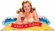 COCA COLA HAVE A COKE WOMAN BEACH 21" HEAVY DUTY USA MADE METAL ADVERTISING SIGN
