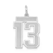 14k White Goldw Medium Satin Number 13 Charm