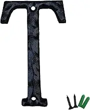 5 Inch High House Letters, Solid Cast Iron Home Address Letters, Perfect Matching Our 5.5 Inch House Numbers, Black Finished (Letter T)