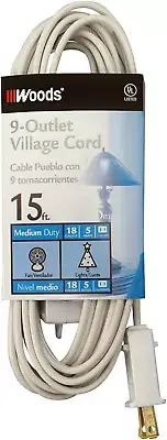 2188 Indoor Extension Cord with 9 Power Outlets (15 Feet, White)