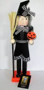 HALLOWEEN NUTCRACKER 15" WITCH HOLDING A BROOM AND PUMPKIN By Cynthia Rowley
