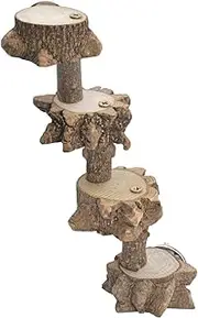 Luonfels Bird Platform Perch Playground for Budgie Parakeet, Cage Natural Wood Play Stand Parrot Flat Perches for Large Birds, Birdcage Ladder Climbing Toy 4 Step