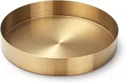 [WOOVEEWIND] Round Gold Tray Stainless Steel Jewelry, Make up, Candle Plate Decorative Tray (5.5 inches)