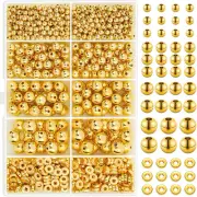 1250 Pieces Gold Spacer Beads for Jewelry Making, Gold round Beads and Gold Flat