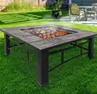 4-in-1 Pit BBQ Grill Rack Smoker Table Lid Outdoor Garden Ice Pits Wood Firepit
