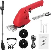 Lithium Cordless Hedge Trimmer Handheld Dual-Purpose Hedge Trimmer Electric Hedge Trimmer for Pruning Built in 2.0Ah Battery and Type-C Charging Cable Grass Trimmer Red With Extension Rod