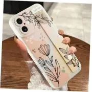Compatible with Case with Wrist Strap, Cute Floral iPhone 16 Beige Floral
