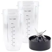 2 Pack 32 oz Cups and Extractor Blade for NutriBullet Lean NB-203 1200W Blenders