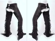 SHOWMAN Black Suede Riding Driving Motorcycle Western CHAPS XS S M L XL XXL