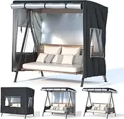 TBNO Outdoor Swing Cover,Patio Swing Chair Cover,Garden Hammock Glider Chair Cover,Can be Used Without Disassembly,Black (87”x60”x72”)