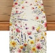Artoid Mode Daisy Lavender 13" x 72", Table Runner, Off-white