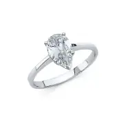 GOLD - 14K White Gold Cubic Zirconia Engagement Ring