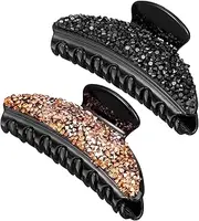 2pcs Large Resin Hair Claw Clips Hair Accessories for Women Black