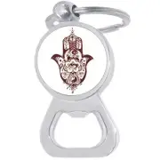 Hamsa Hand Eye Bottle Opener Keychain - Metal Beer Bar Tool Key Ring