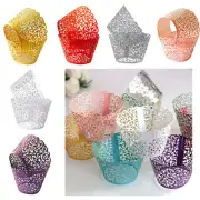 25-100pcs Filigree Vine Cupcake Cake Wrappers Cases Muffin Baking Xmas Party