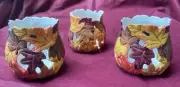 FALL LEAF CERAMIC CANDLE HOLDERS - NEW - FREE SHIPPING - 2 SETS OF 3 AVAILABLE