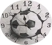 WHAMVOX 10 Inch Modern Football Wall Clock Silent Non Ticking Battery Operated Decorative Wall Decor for Home