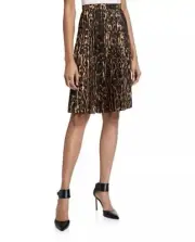Women’s Burberry Rersby Leopard Pleated Skirt - Size EU 36 US 2