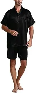 [Generic] Big Slipper Mens Solid Color Smooth Home Suit Two Piece Set Mens Night Pants